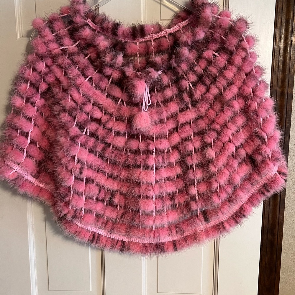 Mink shawl - pink and gray - one size fits all